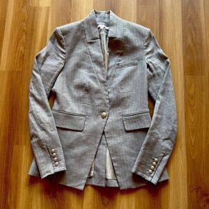 VERONICA BEARD Farley Dickey Jacket/Blazer Size 2 Grey Linen Herringbone NWOT